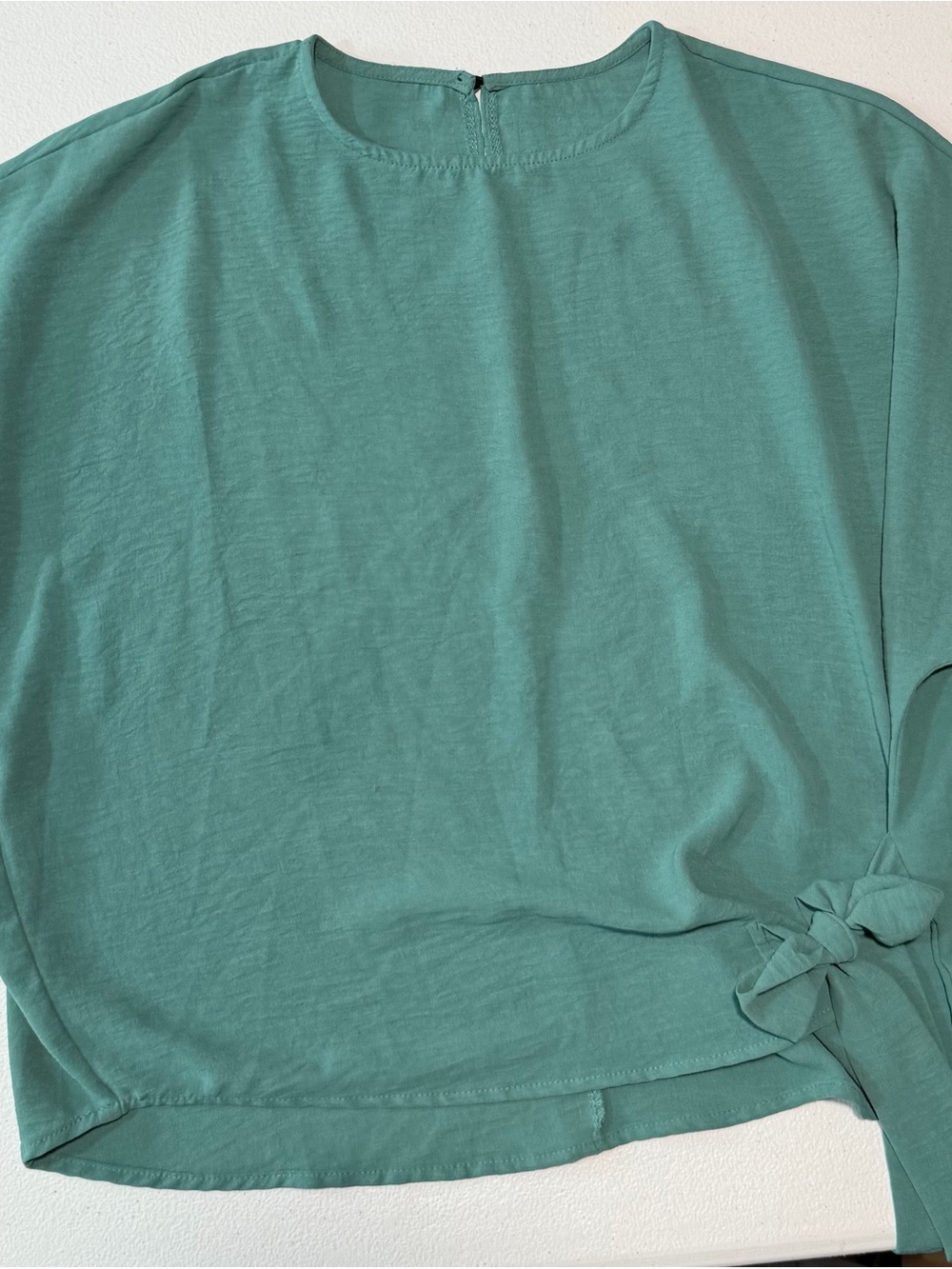 Women's Teal Side-Tie Blouse